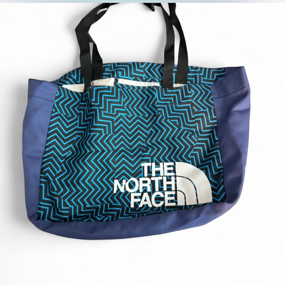 The North Face Blue and Black Patterned Duffel Bag